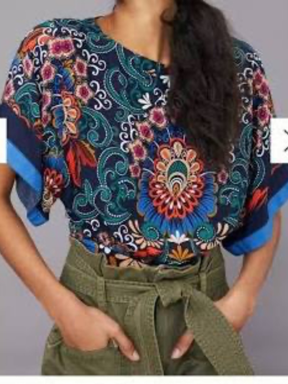 Anthropologie Vienna Kimono Floral Paisley Print Blouse -size SM